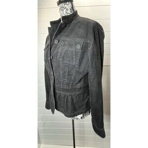 Jones New York Sport Corduroy Button-Up Jacket Womens M Black Office Siren